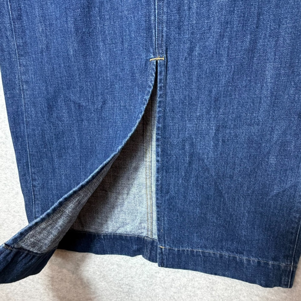 J.Crew Denim Midi Skirt 27 Dark Wash Front Slit Pencil Straight Stretch Cotton - Picture 7 of 10